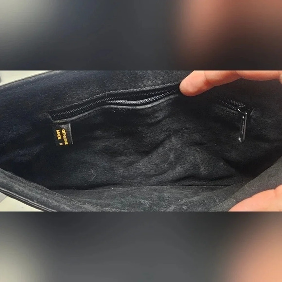 Vintage Eel Skin Black Elegant Exotic Envelope Clutch Crossbody Gold Hardware - Picture 14 of 16